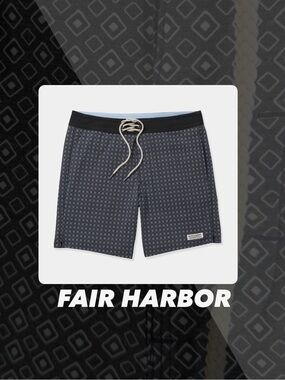 EUC Fair Harbor Grey Geometric Nautilus Board Shorts